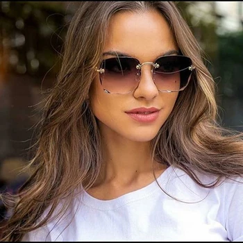 2020 Ženske Nova sončna Očala brez okvirjev Anti-UV sončna Očala Ženske Gradient Barve Retro Čipke sončna Očala
