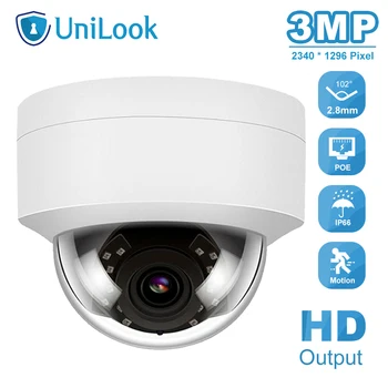 UniLook 3MP Dome POE IP Kamera Zunanja Night Vision IR 30 M Zaznavanje Gibanja proti vremenskim vplivom IP66 Hikvision Združljiv ONVIF H. 265