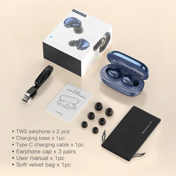 KUULAA Bluetooth Slušalke, TWS Dvojni Horn Prstnih Touch HD Brezžične Stereo Slušalke,šumov Gaming Slušalke