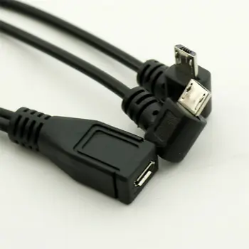 10pcs Micro USB 2.0 Ženski Dvojni 2 Moški Splitter Y Kota 90°Podatkov Polnilnika priključite Kabel 30 cm