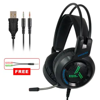 PC Gaming Slušalke 7.1 Igralec Surround Zvok Bas Stereo Igra Slušalke Z Mikrofonom, LED Pisane za Telefon Xbox Eno PS4