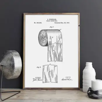 Toaletni Papir patent,Zvitek Toaletnega Papirja, kopalnica wall art,sliko,ki se natisne, plakat,doma dekor,vintage,načrt,Patent, tiskanje,risanje