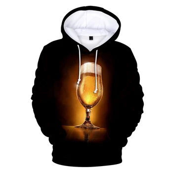 2019 Najnovejše klasični tisk Pivo 3D Hoodies Moški Ženske Jeseni Mode Priložnostne Priljubljena Sweatshirts 3D Tiskanja Pivo Moški pulover s kapuco Oblačila