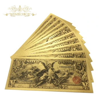 10pcs/veliko Lepo Ameriških Bankovcev 1896 Leto USD 5 Dolar Bankovci v 24k pozlačeni Ponaredek papirnati Denar Za Zbiranje