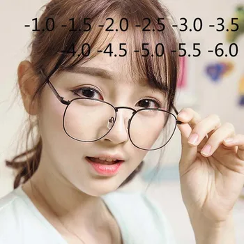 Dioptrije SPH 0 -0.5 -1 -1.5 -2 -2.5 -3 -3.5 -4 -4.5 Končal kratkovidnost očala Oversize Kovinski Okvir recept očala