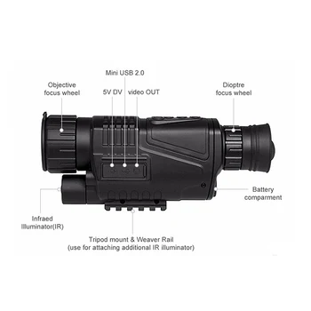 5X40 Digitalni Infrardeči Nočno Vizijo Očala možnosti Za Lov Teleskop za Dolge razdalje, S Kamero Posnemite Fotografijo Snemanje Video