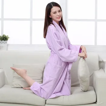 Bombaž Toweling Terry Dolgo Haljo Mehko Kopel Robe Za Ženske Nightrobe Sleepwear Ženski Jeseni, Pozimi Priložnostne Domači Kopalni Plašč