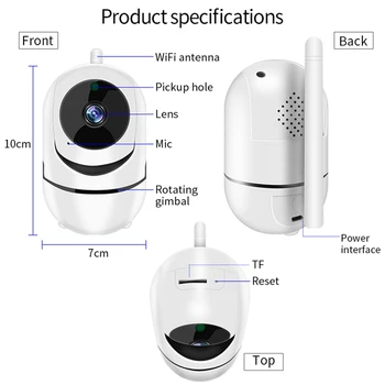 QZT IP Kamera, WiFi Home Security Kamera IP 360 Night Vision Baby Monitor Zaprtih Mini Nadzor CCTV Brezžični Wifi Doma Fotoaparat
