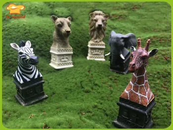 Živali glavo silikonski kalup sadra silikonsko plesni lev, slon, zebra, žirafa sveča plesni