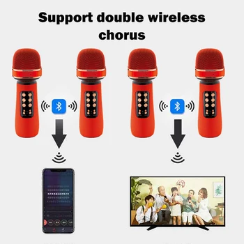 Moda Večnamenski Ročni Karaoke Mikrofon/Zvočnik za Kavo, Prenosni Bluetooth 5.0 Mikrofon z Baterijo za Stranko/Domov