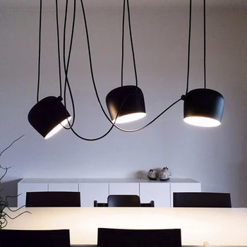 Sodobna Black Drum Cilj Obesek Svetlobe LED Aluminija Hanglamp dnevna soba kuhinja stalnica vzmetenje svetilka za razsvetljavo svetilka obesek