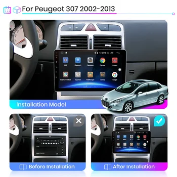 Autoradio 2din Android 9.1 avto multimedijski predvajalnik za Peugeot 307 307CC 307SW 2002-2013 avto radio, WiFi, GPS navigacija Bluetooth