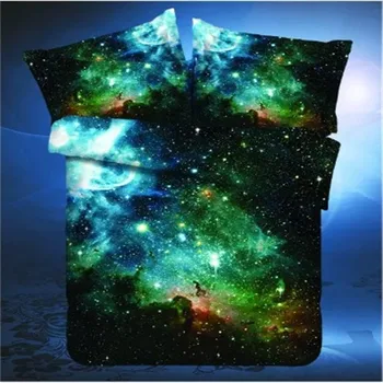 Nova 3D Tiskanja Galaxy Vesolje Posteljnina Nabor Teen Boy Blue Zvezdnato Nebo Zadrgo Rjuhe Kritje kraljica Pillowcases Posteljnina Nabor odeja pokrov