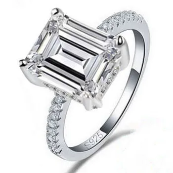 2020 Emerald cut 3ct Lab Diamantni Prstan 925 sterling srebrni Nakit Angažiranost, Poročni bend, Obroči za Ženske Poročne Stranka pribor