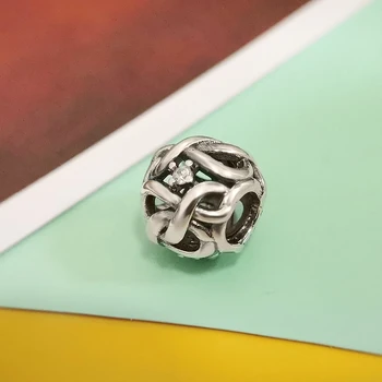 Sterling srebro kroglice, geometrijske neskončno ljubezen openwork okrogle kovinske kroglice original srebrna zapestnica za ženske DIY nakit