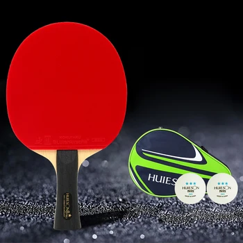 Huieson Profesionalni Namizni Tenis Lopar 8 Star Usposabljanje Ping Pong Veslo Cox Lesa Dolg Ročaj Kratek Ročaj z ohišjem, 2 Žogo
