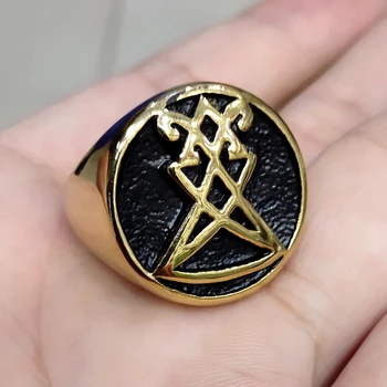 2019 Novega Človeka, Plemenski Simbol Mit Thor Kladivo Moški Obroč Iz Nerjavečega Jekla Nakit Prstan Norse Viking Motornih Biker Moških Gold Black Ring