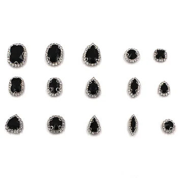 Novo Črno mešane oblike stekla strass flatback sew na nevihte nastavitev kristalno gumb okrasnih za oblačila/poroka dekoracija