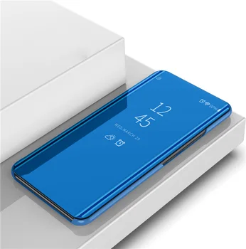 Huawei Y8P 2020 Primeru Smart Projekcijska Stojala Ogledalo Plating Usnja Kritje velja za Huawei Y8P 2020 Coque Capa