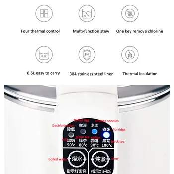 Kbxstart 0,5 L Prenosni Električni grelnik vode iz Nerjavečega Jekla, Multi-funkcijo Mini Čajnik grelnik vode Za Potovanja Zdravje Ohraniti Pot 220V