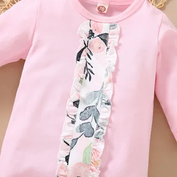 Otrok barva pozimi obleko newborn baby dekle z dolgimi rokavi cvetlični ogrlicom jumpsuit bo ustrezala одежда для новорождëных 6*