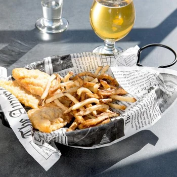 Ovalni Black Hrane Košarico za Čip Fries & Burger, ki Služijo Košarico 21.5X15X6.5 cm