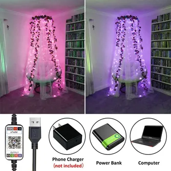 10M 20M Smart Bakrene Žice LED Niz Vila Lučka za Bluetooth App Nadzor Božič Poroko Počitnice Niz Luči Garland Doma Dekor