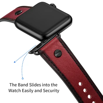 Pravega Usnja Zanke Za Apple ura 5 4 42mm 44 Watchband Za Apple Gledati Serije 3/2/1 38 mm 40 mm Trak Zapestnica