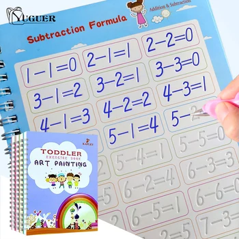 4 Knjige Niz Otrok Knjig Handwrite Pisanja Knjige Za Otroke, Ponovno Pisanje Kaligrafije Igrače Učijo Matematičnih Dodatek