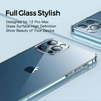 YKZ Luksuzni Steklo Ohišje Za iPhone 12 Pro Max Primerih Pregleden Polno Kritje Za iPhone 11 XS XR 7 8 MP Mini Mehko Rob Coque Fundas