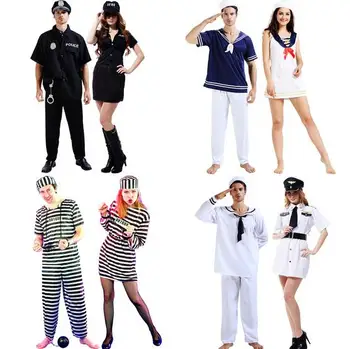 2016 Vrhunske kakovosti Halloween Policija Mornar Obleko Za Odrasle Policijsko Uniformo Zapornika Kostum Gasilec Halloween Kostumi