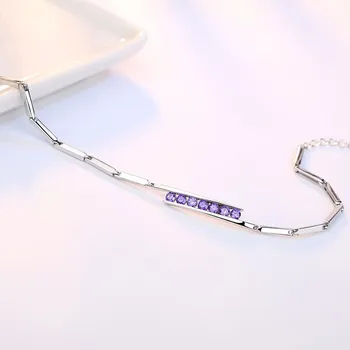 NEHZY 925 sterling srebro nove nakit visoke kakovosti modna ženska vijolično kubičnih cirkonij retro preprosto zapestnico, dolžina 20 CM