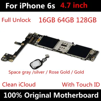 Za iPhone 6S logiko odbor 4.7 palčni 64GB Originalne matične plošče, Tovarniško Odklenjen Mainboard Z Dotik ID IOS Posodobitve 16/128GB