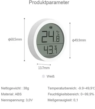 ClearGrass Digitalni Bluethooth Termometer, Higrometer Zaslonu Lite Električni Ink Zaslon Podatkov Samodejno Snemanje Z Mi doma app