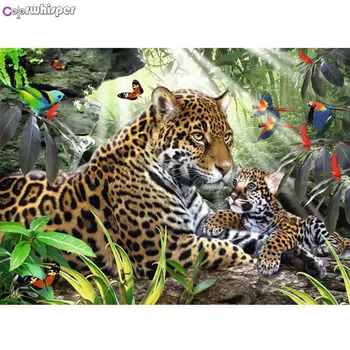 Diamond Slikarstvo Celoten Kvadratni/ Krog Vaja Živalski Svet Gozda, Tiger, Lev Fox Leopard 5D Daimond Slikarstvo Vezenje Mozaik 128XP