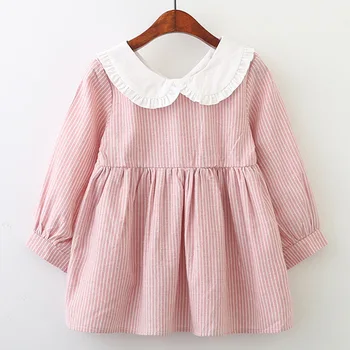 2020 Pomladni Girl Oblačenja Bombaž Dolg Rokav Otrok Črtasto Obleko Nazaj Lok Otroci Obleke za Dekleta Modni Dekliška Oblačila