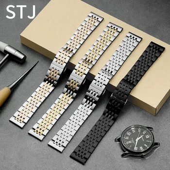 STJ Watchband 16 mm 18 mm 20 mm 22 mm iz Nerjavečega Jekla, Trak za Samsung Prestavi Šport S2 S3, Galaxy 42mm 46mm Watch Band Kovinski Manžeta