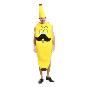 Umorden Novost Stranke Halloween Kostumi Moški Ženske Smešno Sadje Banana Kostum Disfraz Jumpsuit za Fante, Dekleta Lahki