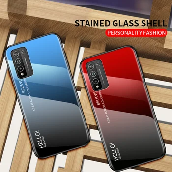 MAKAVO Za Huawei Honor 10X Lite Primeru Zajema Luksuzni Gradient Kaljeno Steklo Čast 10X Lite Telefon Primerih Za Fundas