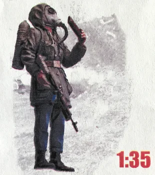 Skupščina Unpainted Obsega 1/35 sovjetski začetnik v plinsko masko slika Zgodovinski Smolo Model Mini Kit