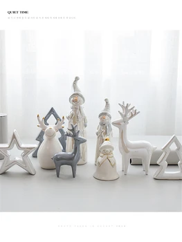 Nordijska Mini Božično Drevo Elk Okraski Pravljice Vrt Keramične Obrti Miniaturne Figurice Ustvarjalni Dom Dekoracija Dodatna Oprema