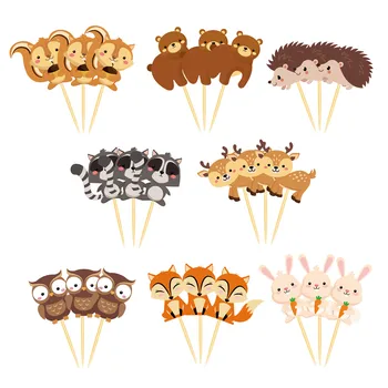 Gozd Temo Torto Ovijalnika Baby Tuš Gozdu Sova Rakun Fox Torto Pokrivalo Dekoracijo Cartoon Živali Cupcake Dekorativni Material