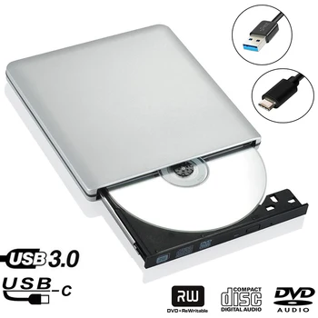 Zunanje Tip-C USB 3.1+USB 3.0 za Visoke Hitrosti DL DVD RW, CD Burner Pisatelj Slim Prenosni Optični Pogon za Linux, Windows, Mac OS