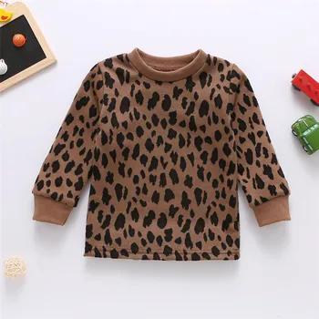 2020 0-5Y Priložnostne Malčke Baby Boy Girl Leopard Majica Vrh Jeseni Novo Elastične manšete privijte Dolgimi Rokavi, Puloverji Outwear