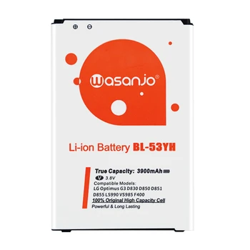 Original Visoko Zmogljivost Baterije BL-53YH Za LG Optimus G3 D830 D850 D851 D855 LS990 VS985 F400 LG G3 Baterije 3900mAh
