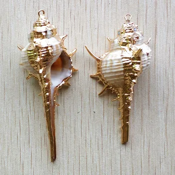 Debelo 12pcs/veliko Naravnih Zlata strani Conch Lupine Za DIY Obesek Bež Seashell Plovila, Ročno izdelan nakit Dodatki brezplačno