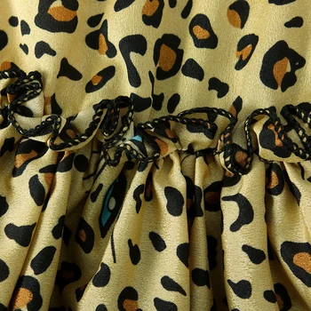 2-6Yrs Dekleta Obleko Poletje Dekleta Leopard Natisnjeni Princesa Obleko Otroci Dekliška Oblačila brez Rokavov Ruffle Obleke Bombaž Priložnostne