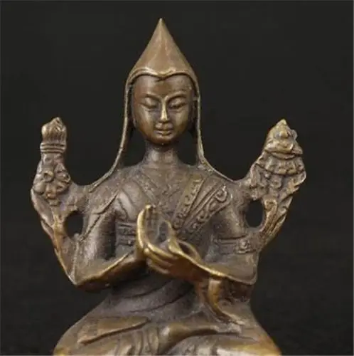 Kitajski Bronasto Vklesan Tibetanski Budizem Je Tsongkhapa Kip Bude