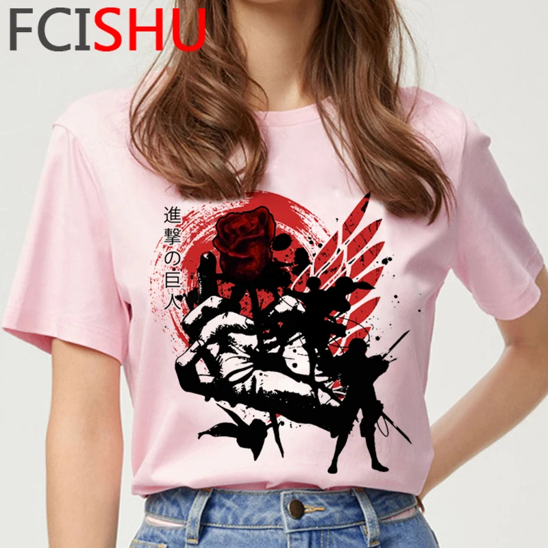 Kawaii Napad na Titan Smešno Risanka Majica s kratkimi rokavi Ženske Cute Anime Manga T-shirt Shingeki Ne Kyojin Harajuku Ullzang Tshirt Ženske