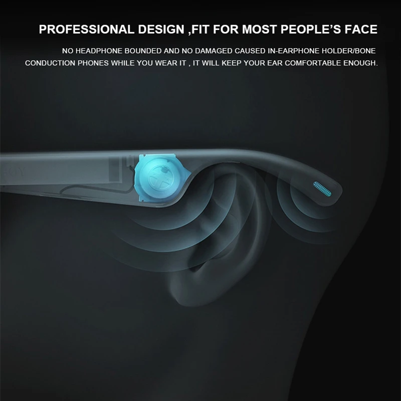 Vroče K2 Pametna Očala Brezžična tehnologija Bluetooth Hands-Free (prostoročni Klicanje o Odpri Ušesa Anti-Modra Svetloba Leče Očala(Črna Srebrna Stran)